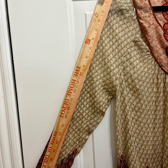 Elegant Beige and Red Women's blouse.From the renowned Lucky brand, long sleeves - Picture 14 of 15